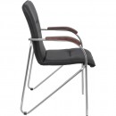 Кресло SAMBA AKS-1 Pegasso черный, подлокотники дерево темное